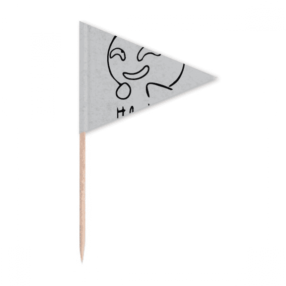 Strange Sle Black Cute Chat Face Toothpick Triangle Cupcake Toppers Flag