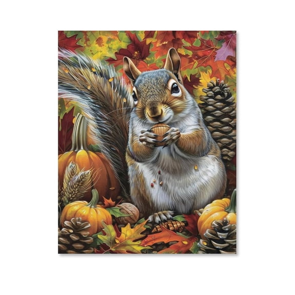 Strange Squirrel ,Thanksgiving Day Art Poster Canvas- Perfect for Wall Artrations, Dining Room Decor, Bedroom Art, Wall Decor Living Room, Wall Art, Frameless 12x16inch
