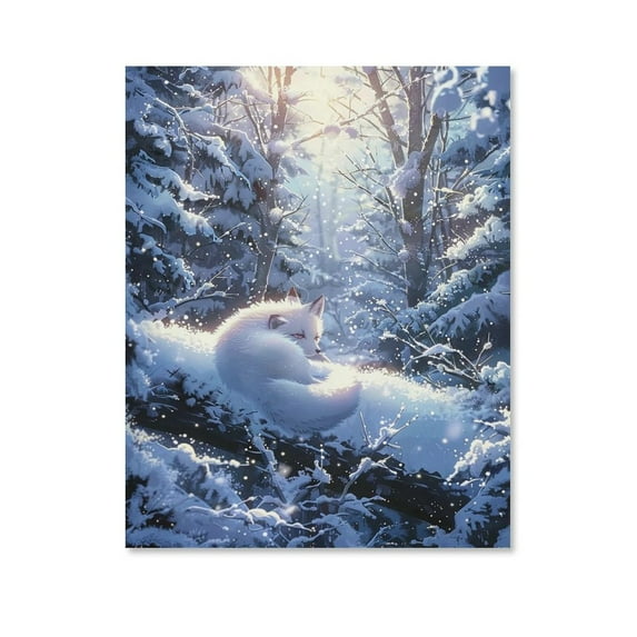 Strange White Fox,Animals Art Poster Canvas- Perfect for Wall Artrations, Dining Room Decor, Bedroom Art, Wall Decor Living Room, Wall Art, Frameless 12x16inch