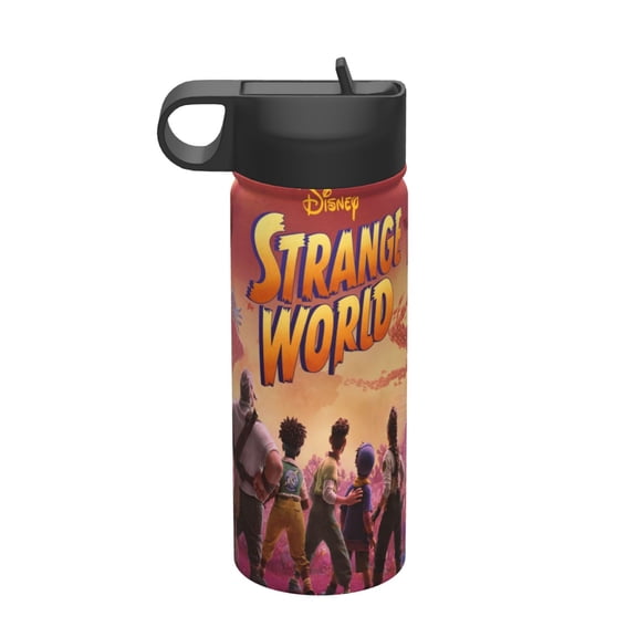 Strange World Kids Insulated Water Bottle With Straw - 18 Oz Stainless Steel Double Wall Vacuum Cup, Leakproof, Bpa Free, Suitable For Boys And Girls