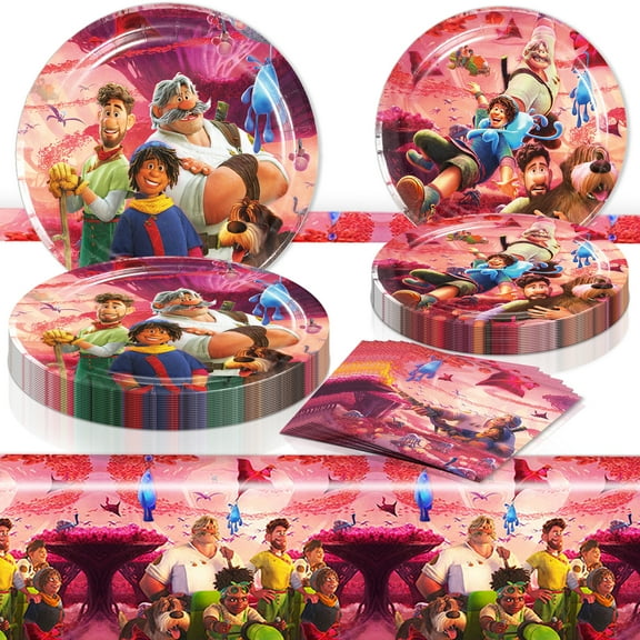 Strange World Party Supplies Tableware Set Paper Plates and Napkins Table Cover Strange Party Decoration with  10 7"plates 10 9"plates 20 Napkins 1 Waterproof Tablecloth for Movie Themed Birthday Part