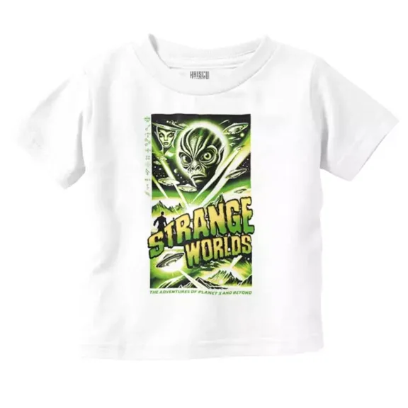 Strange Worlds Alien Adventures Movie Poster Toddler T Shirt TODDLER SHORT SLEEVE TEE BELLA CANVAS 3001T