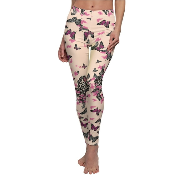 Strange and Cozy Gear Women's Butterfly & Leopard Leggings Sizes S-2XL