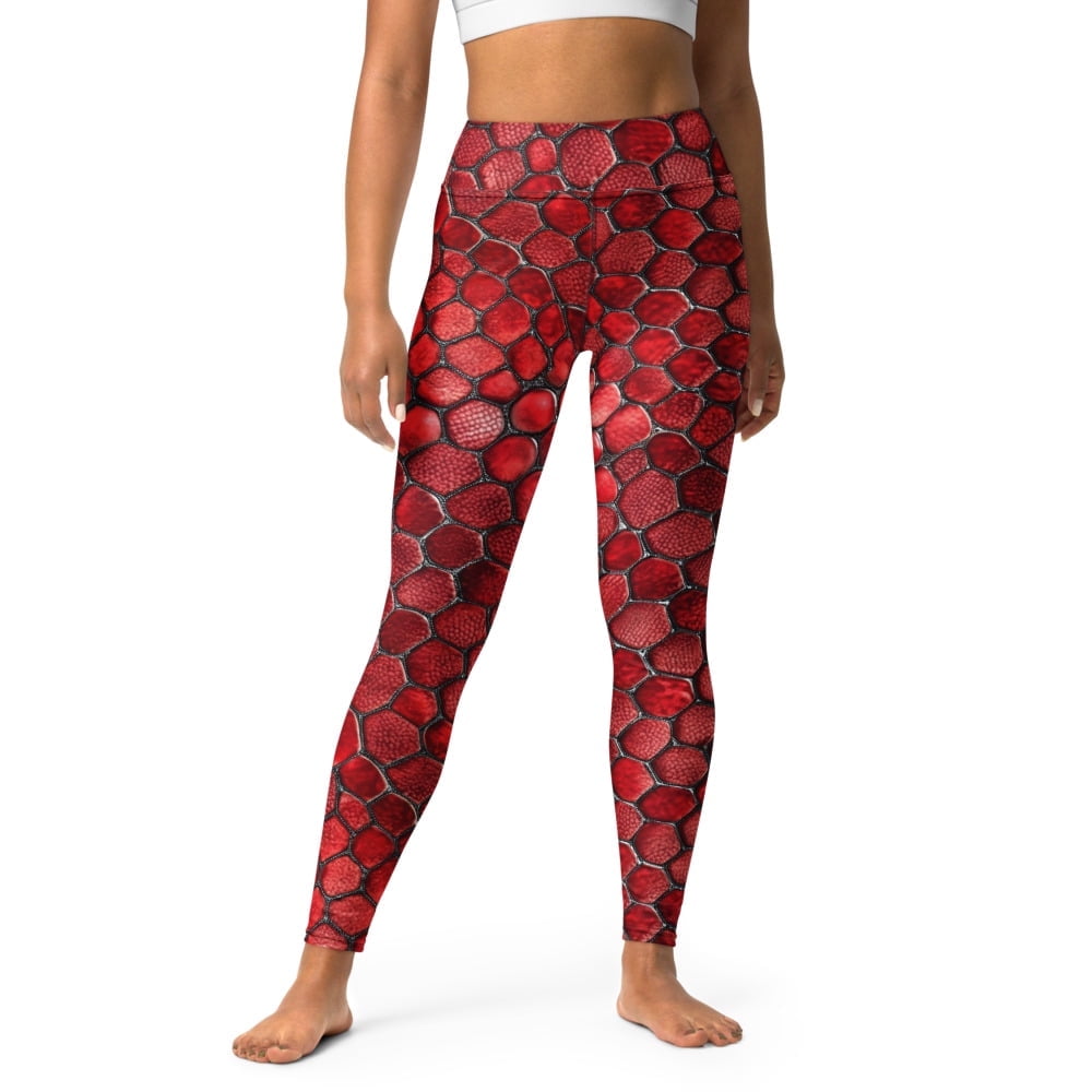 Cosey Leggings Donna Drago Rosso, Taglia Unica (34-44), In Poliestere Ed Elastan - 3