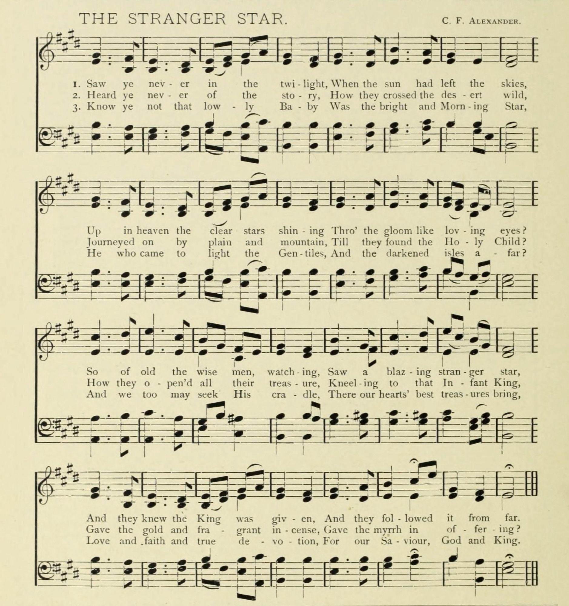 Stranger Star Christmas in Song 1891 Canvas Art - (18 x 24)