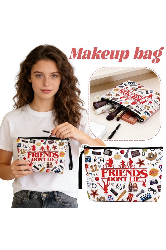 Stranger T-hings Makeup Bag – Stranger T-hings Merch Stranger T-hings Gifts BFF Cosmetic Pouch Travel Toiletry Organizer(White)