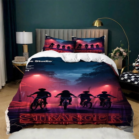 Stranger TV Things Bedding Duvet Cover Set Single Lightweight Bedding Set Soft Breathable Comforter Quilt Set for All Season