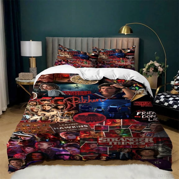Stranger TV Things Bedding Duvet Cover Set Single Lightweight Bedding Set Soft Breathable Comforter Quilt Set for All Season