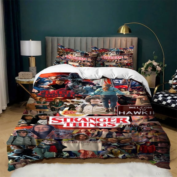 Stranger TV Things Duvet Cover Set Twin Super Soft Comforter Quilt Cover Lightweight 3pcs Home Bedding Set for All Season
