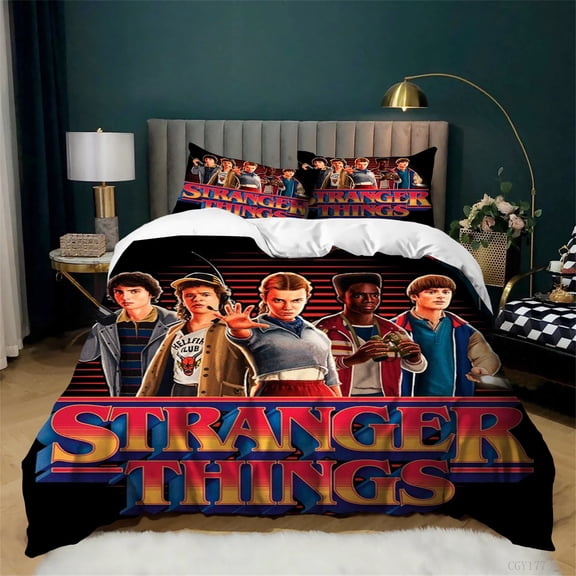 Stranger TV Things Duvet Cover Set Twin Super Soft Comforter Quilt Cover Lightweight 3pcs Home Bedding Set for All Season
