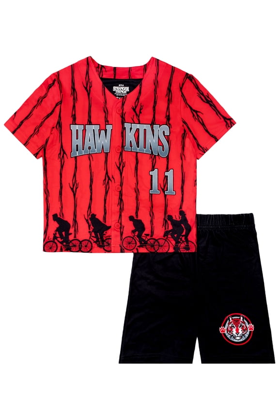 Boys Short Sleeve Top and Short Jersey Coat Pajama Set, 2-Piece, Sizes 4-12