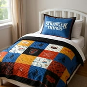 Netflix Stranger Things Nostalgia 2 piece Multicolor Quilt and Sham Bedding Set, Twin/Full