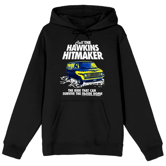 Stranger Things 5 Call The Hawkins Hitmaker Adult Black Long Sleeve Hooded Sweatshirt - 3XL