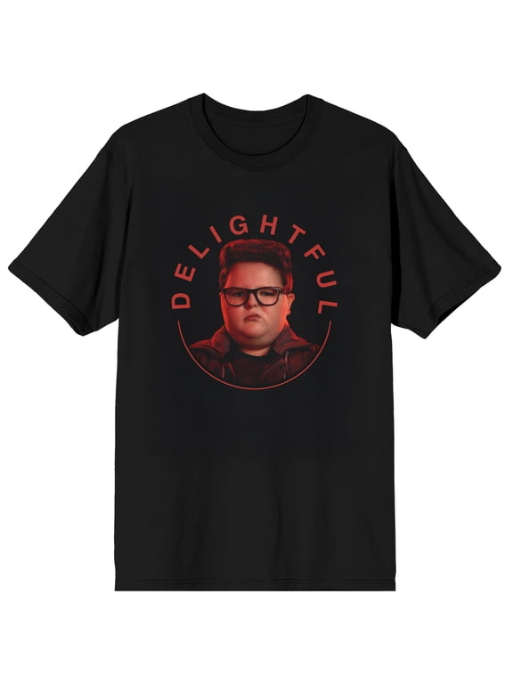 Stranger Things 5 Delightful Derek Adult Black Crew Neck Short Sleeve T-shirt -3XL