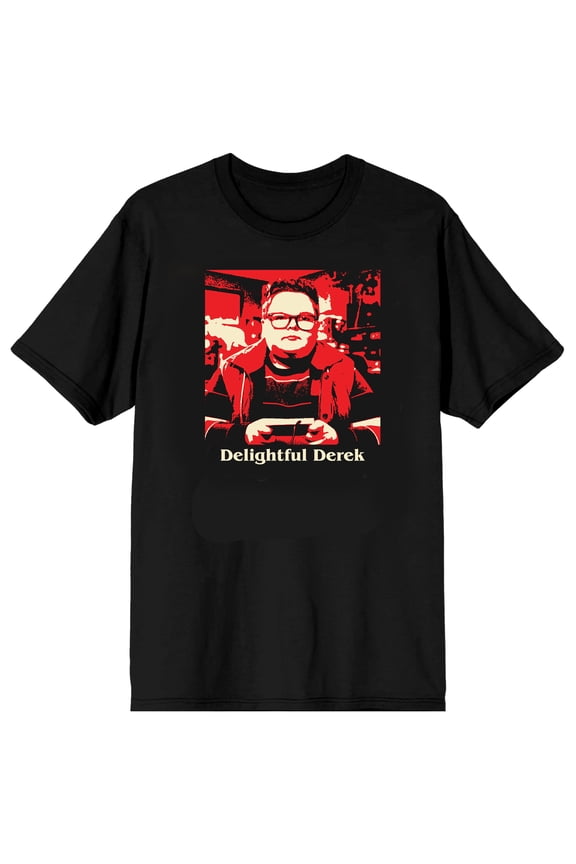 Stranger Things 5 Delightful Derek Adult Black Crew Neck Short Sleeve T-shirt - XS