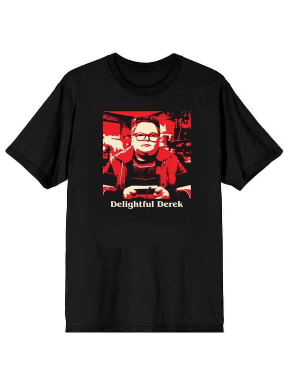Stranger Things 5 Delightful Derek Adult Black Crew Neck Short Sleeve T-shirt - XXL