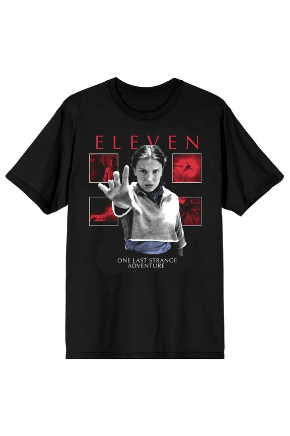 Stranger Things 5 Eleven Adult Black Crew Neck Short Sleeve T-shirt - XL