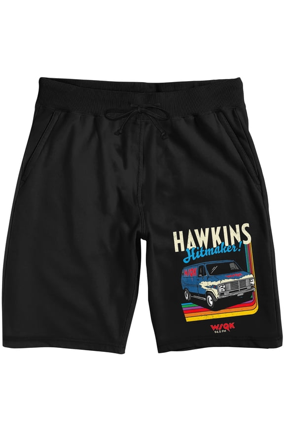 Stranger Things 5 Hawkins Hitmaker Squawk Van Adult Black Sleep Pajama Shorts -XL