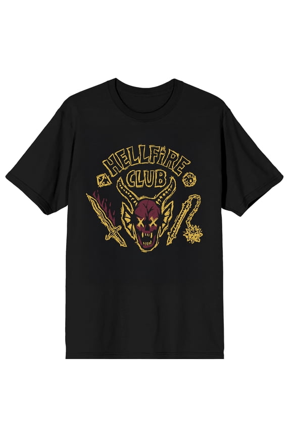 Stranger Things 5 Hellfire Death Sketch Adult Black Crew Neck Short Sleeve T-shirt-XXL