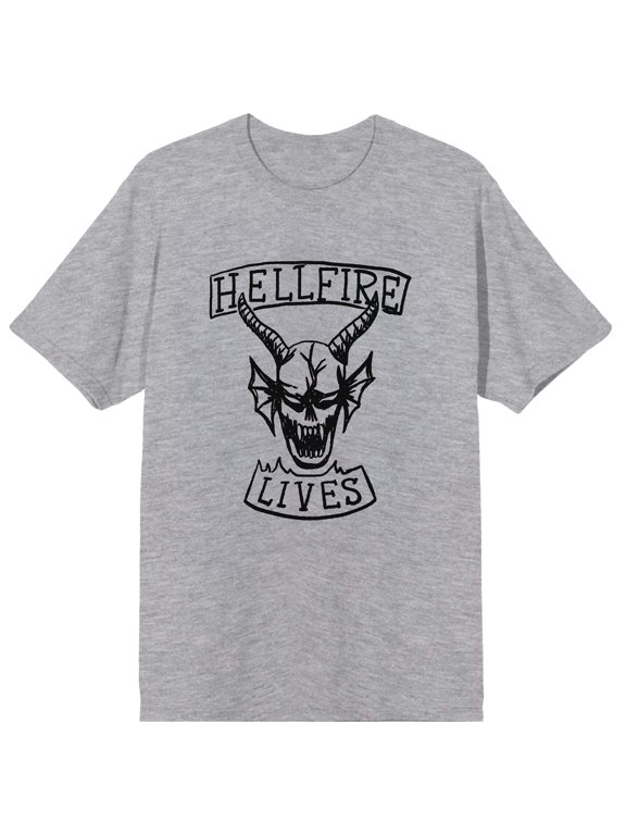 Stranger Things 5 Hellfire Lives Doodle Adult Heather Gray Crew Neck Short Sleeve T-shirt -XS