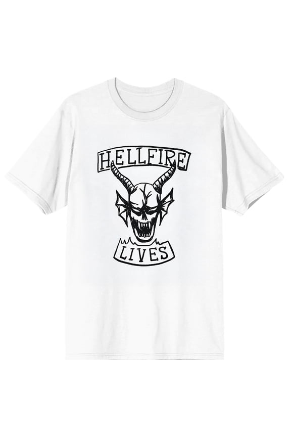 Stranger Things 5 Hellfire Lives Doodle Adult White Crew Neck Short Sleeve T-shirt -Medium