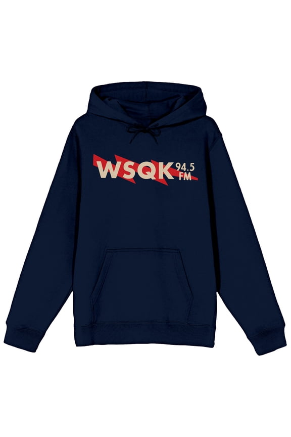 Stranger Things 5 WSQK 94.5 FM Radio Men's Navy Long Sleeve Hoodie-Medium