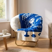 Stranger Things Oversized Throw Blanket, Soft Feather Knit, All Ages, Blue & White, Netflix, 50" x 70"