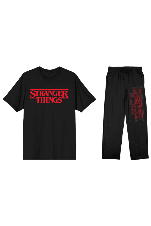 Stranger Things Adult Black T-Shirt and Black Sleep Pajama Pant Set-XXL