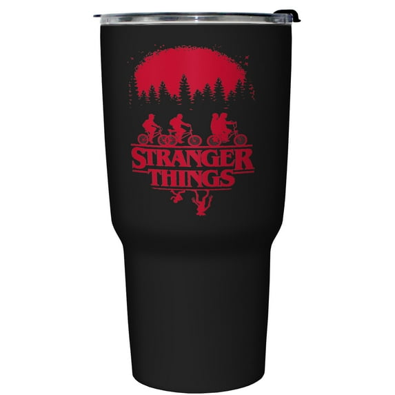 Netflix Stranger Things Bike Ride Silhouettes Stainless Steel Tumbler w/Lid