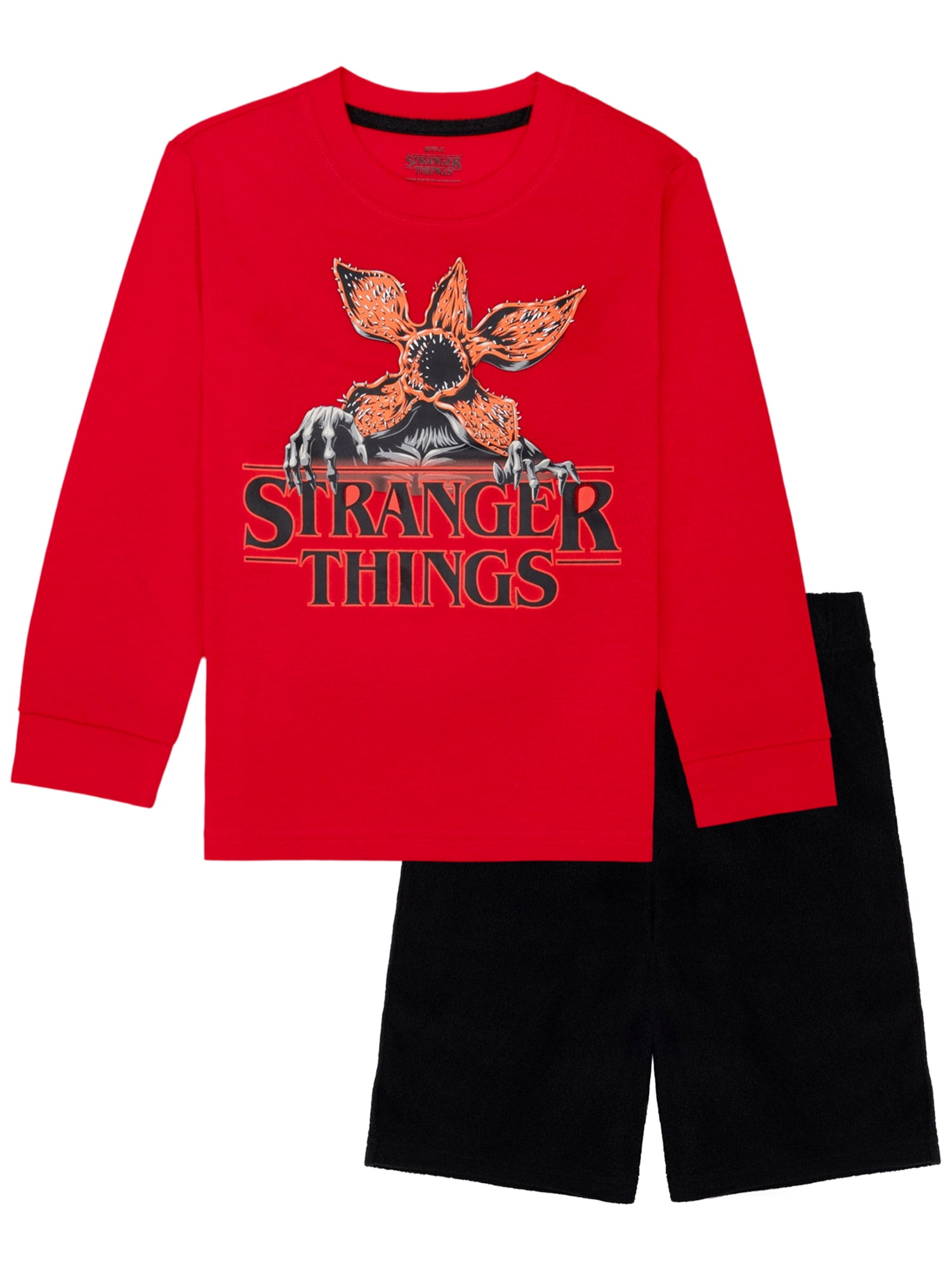 Stranger Things Boys Tween Long Sleeve Top and Short Pajama Set, 2-Piece, Sizes 4-12