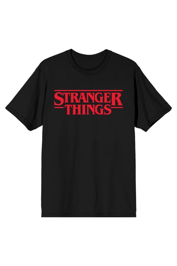 Stranger Things Classic Logo Tee - Black Short Sleeve T-Shirt-XL