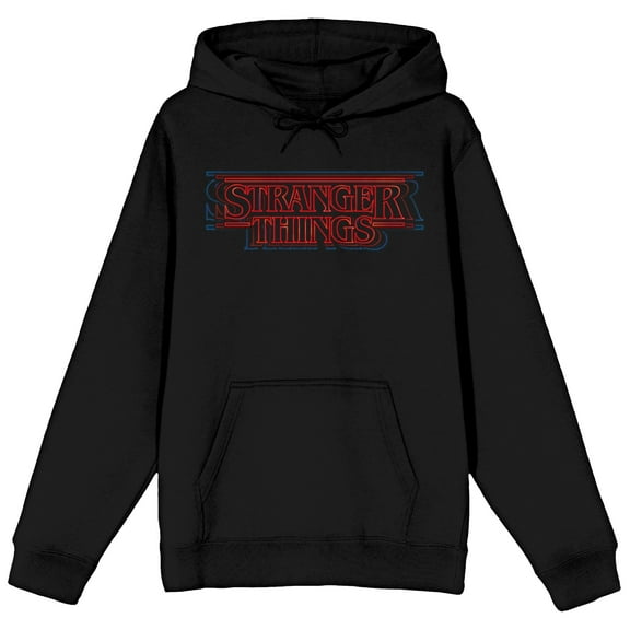 Stranger Things Classic Title Art Men’s Black Graphic Hoodie-Medium