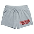 thumbnail image 1 of Stranger Things Classic Title Art Women's Heather Gray Lounge Shorts-Medium, 1 of 2