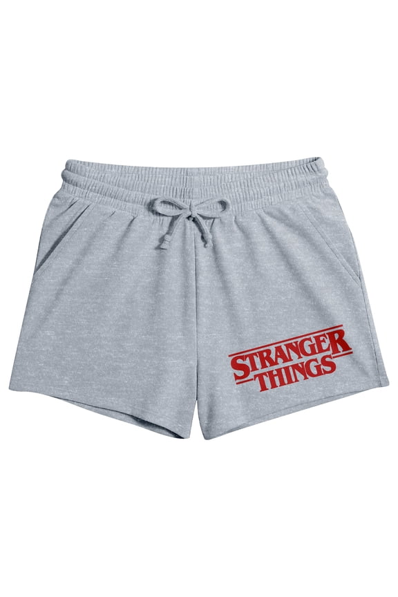 Stranger Things Classic Title Art Women's Heather Gray Lounge Shorts-Medium