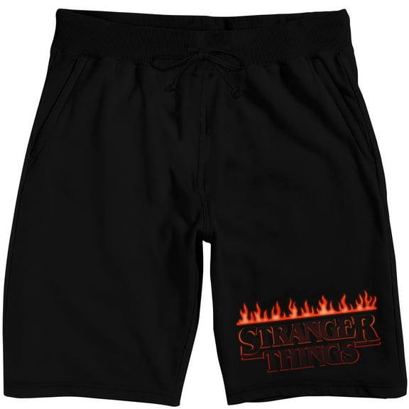 Stranger Things Flame Logo Adult Black Sleep Pajama Shorts-XS