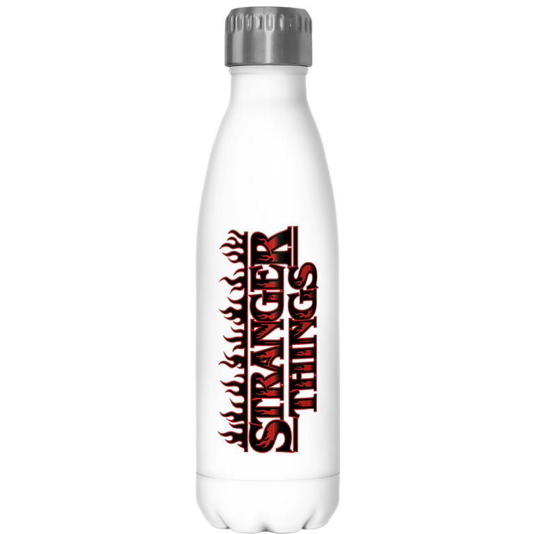 Stranger Things Flame Logo Stainless Steel Water Bottle White 17 oz.