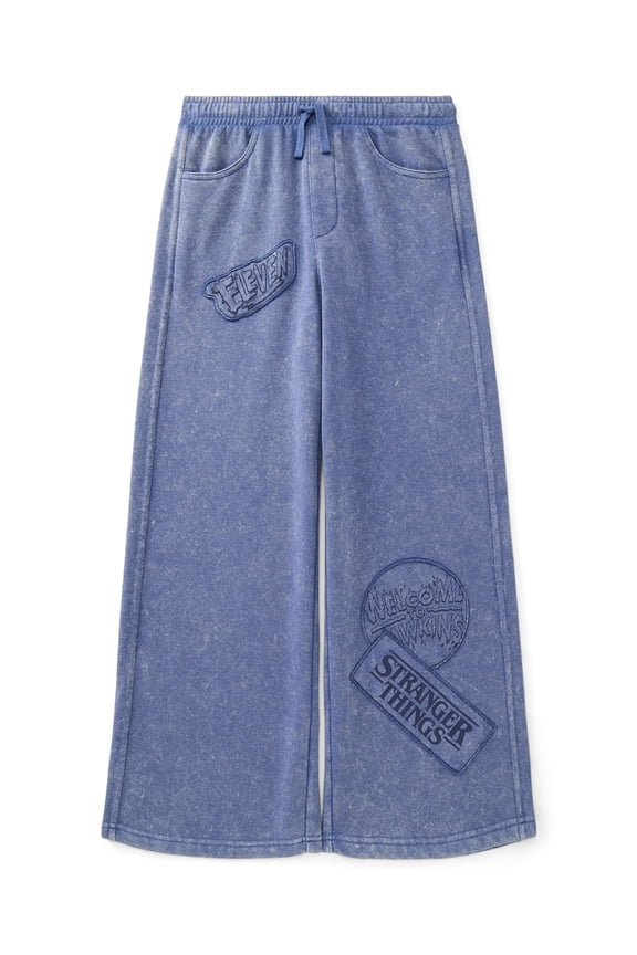 Netflix Stranger Things Girls Graphic French Terry Pants with Denim Wash, Sizes 4-16