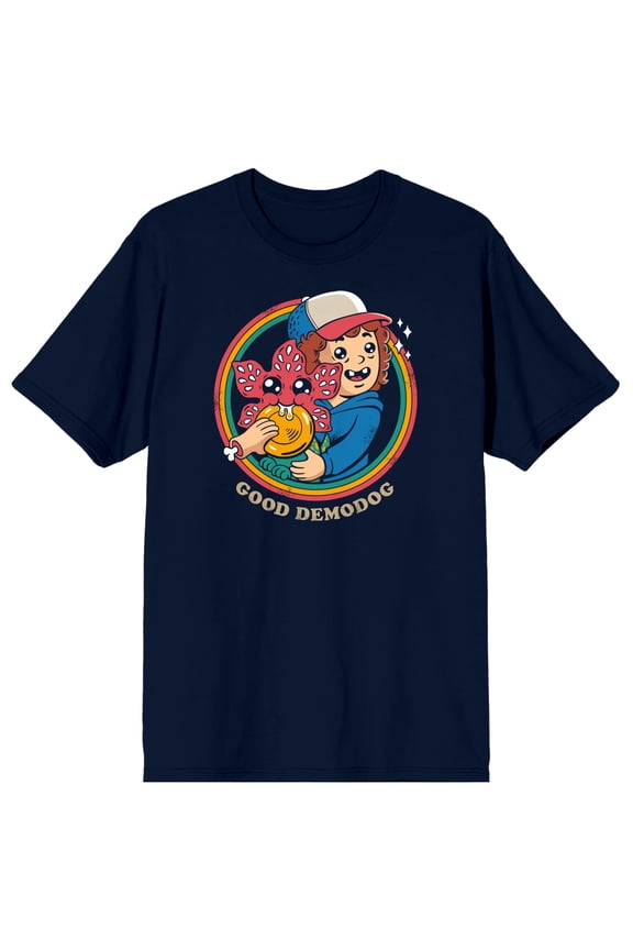 Stranger Things Good Demodog Adult Navy Crew Neck Short Sleeve T-shirt - Small