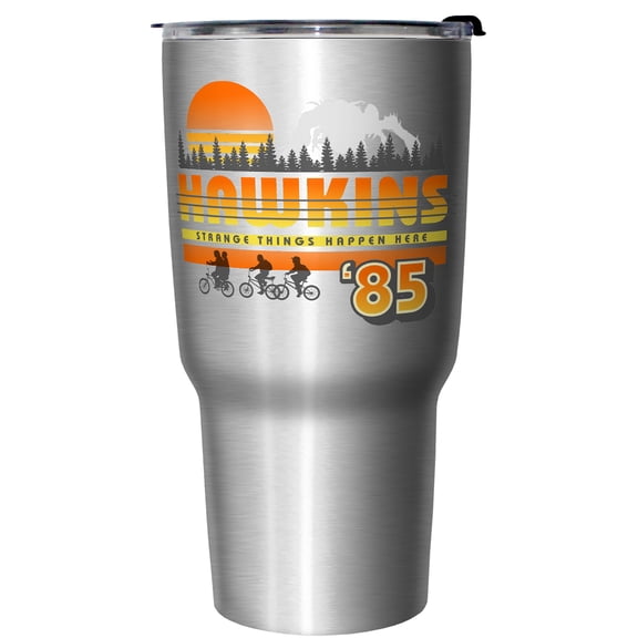 Netflix Stranger Things Hawkins Bike Ride Strange Things Happen Here Stainless Steel Tumbler w/Lid