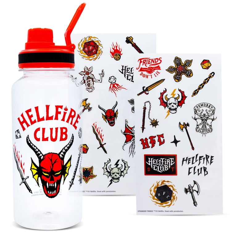 Stranger Things Hellfire Club 32oz Water Bottle & Sticker Set