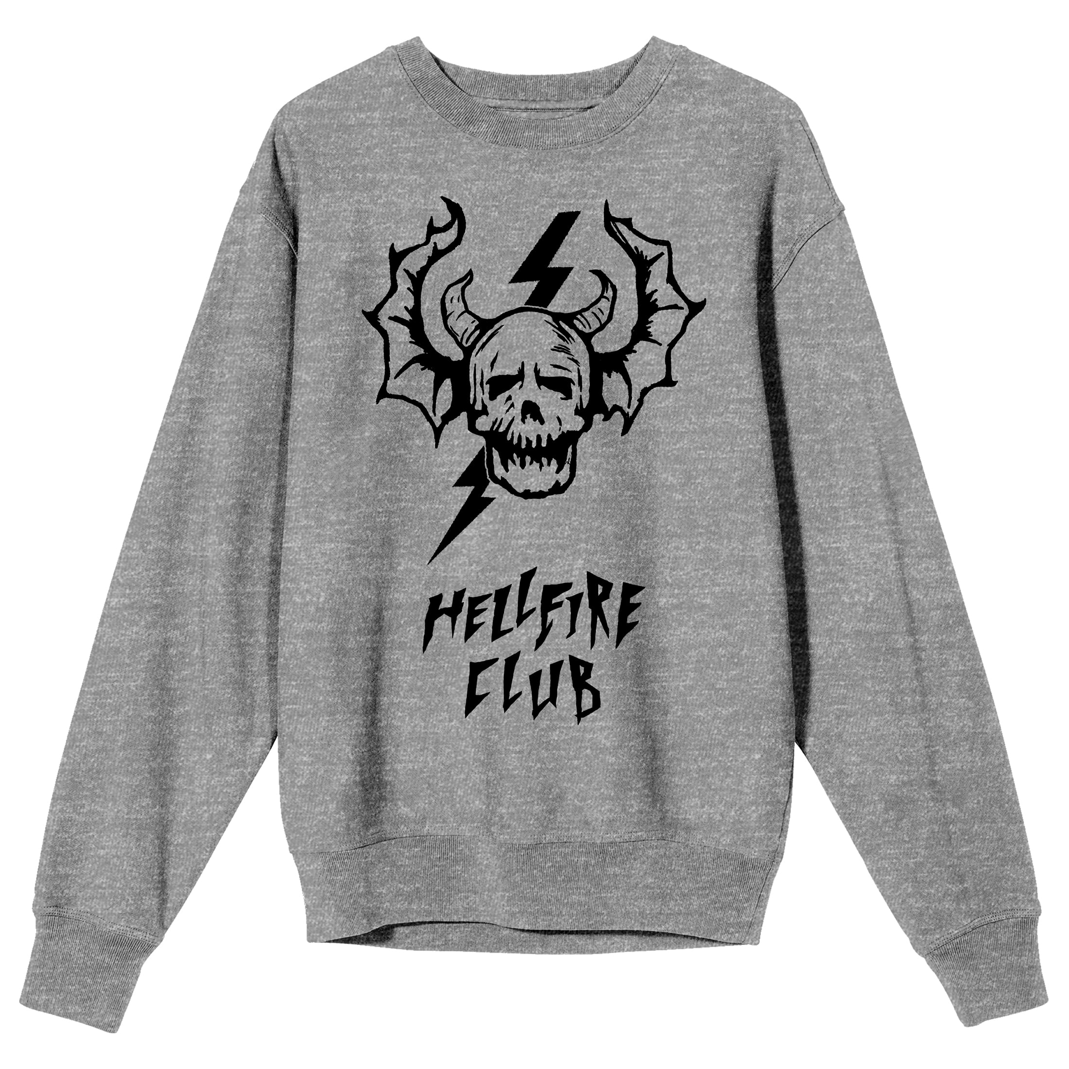 Stranger Things Hellfire Club Demon Skull Adult Athletic Heather Crew