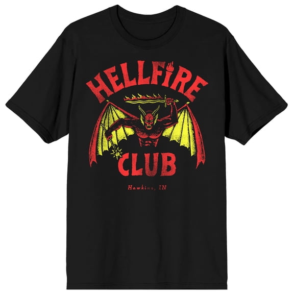 Stranger Things Hellfire Club Demon in Charge On Black Adult Crew Neck Short Sleeve T-shirt - Small
