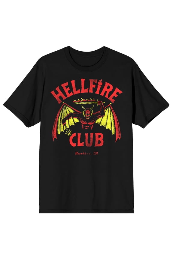 Stranger Things Hellfire Club Demon in Charge On Black Adult Crew Neck Short Sleeve T-shirt - XL