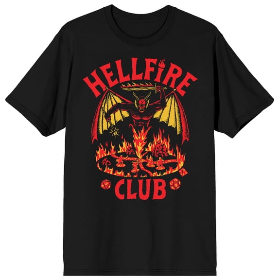 Stranger Things Hellfire Club Game Board Adult Black Crew Neck Short Sleeve T-shirt-Small