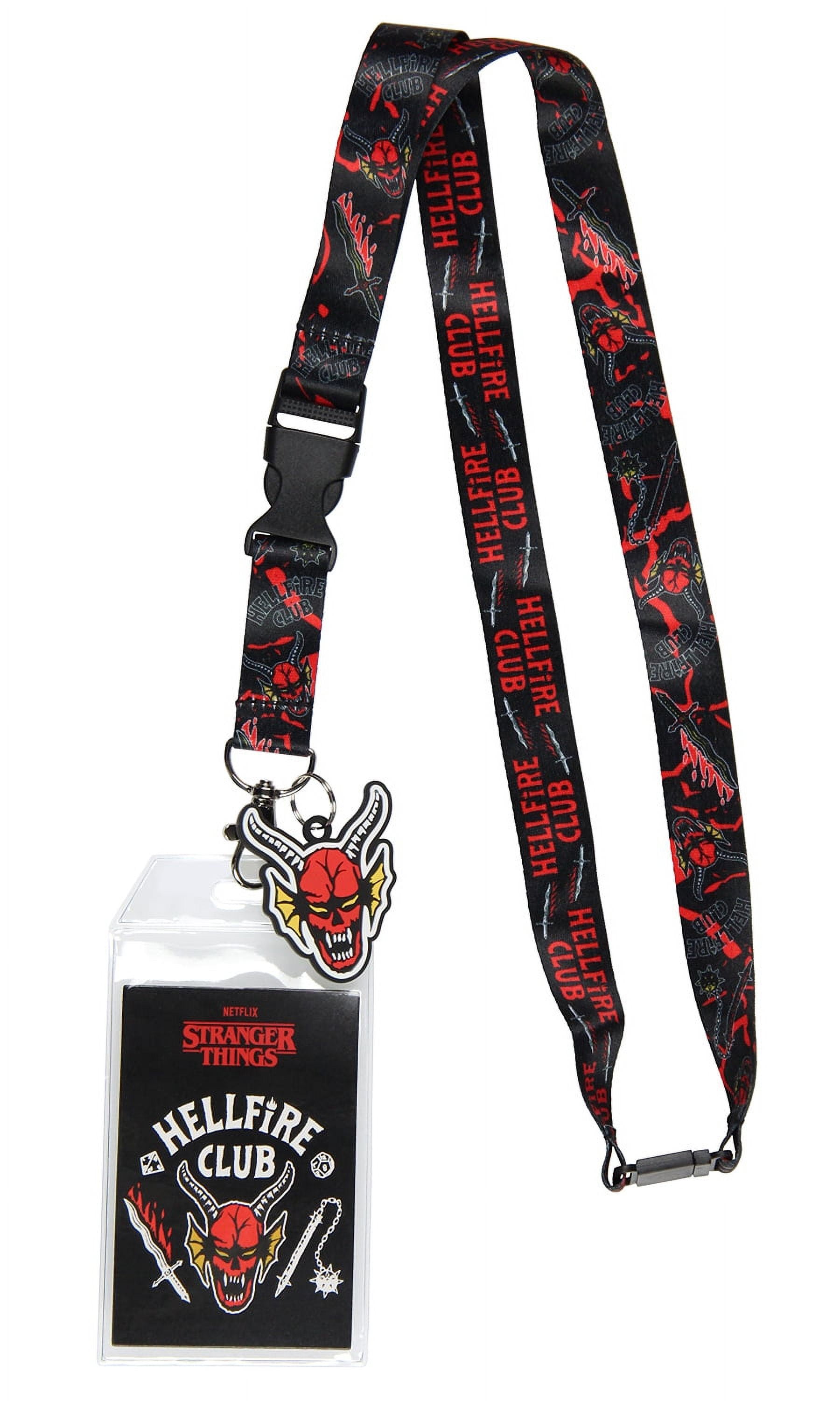 SEVEN TIMES SIX Stranger Things Hellfire Club ID Badge Holder Lanyard w/ 2" Rubber Pendant