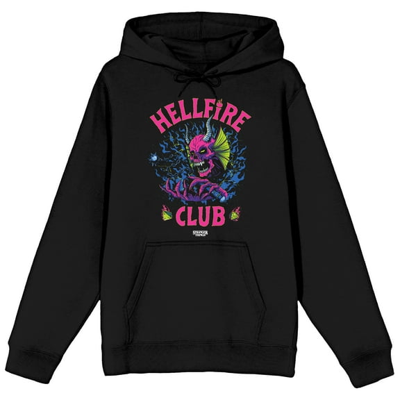 Stranger Things Hellfire Club Skull Demon Vector Art Adult Black Hoodie-Medium
