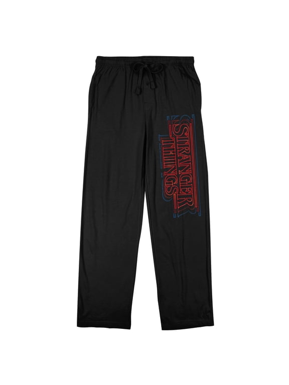 Stranger Things Logo Adult Black Sleep Pajama Pants-Medium