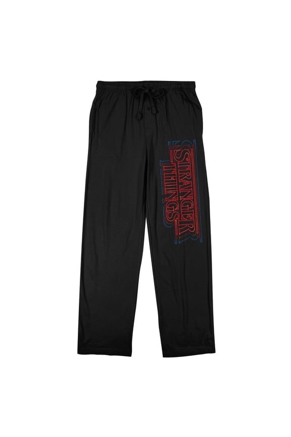 Stranger Things Logo Adult Black Sleep Pajama Pants-Medium