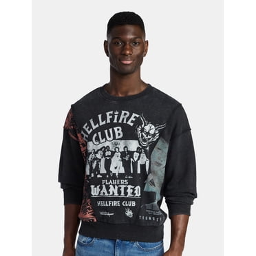 Netflix Stranger Things Men's and Big Men's Hellfire Club Crewneck Sweatshirt, Sizes XS-3XL