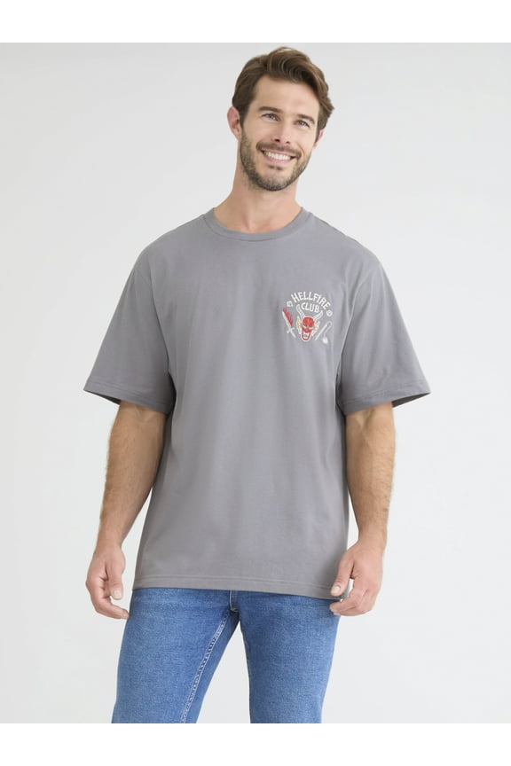 Netflix Stranger Things Hellfire Club Men's & Big Men's Drop Shoulder Graphic Tee, Sizes S-3XL